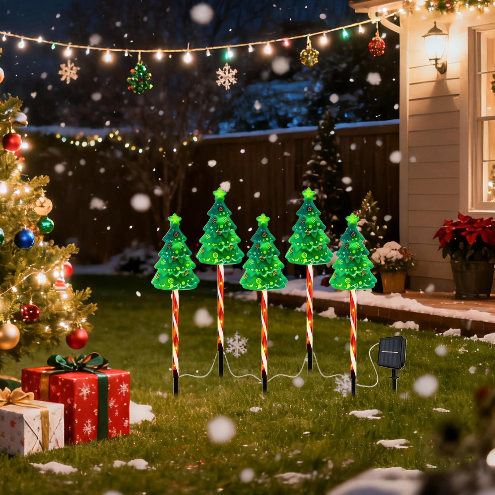 Outdoor Yard Power Stake - Christmas Tree Driveway Light Solar Powered