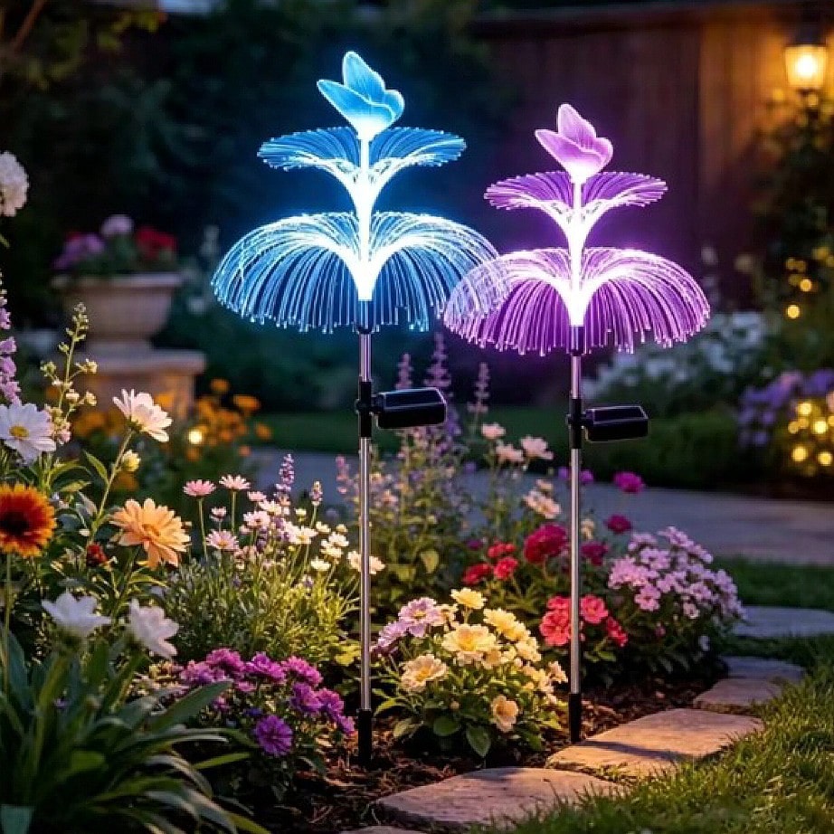 Outdoor Yard Power Stake - 2pcs Solar Powered Jellyfish Garden Lights,
