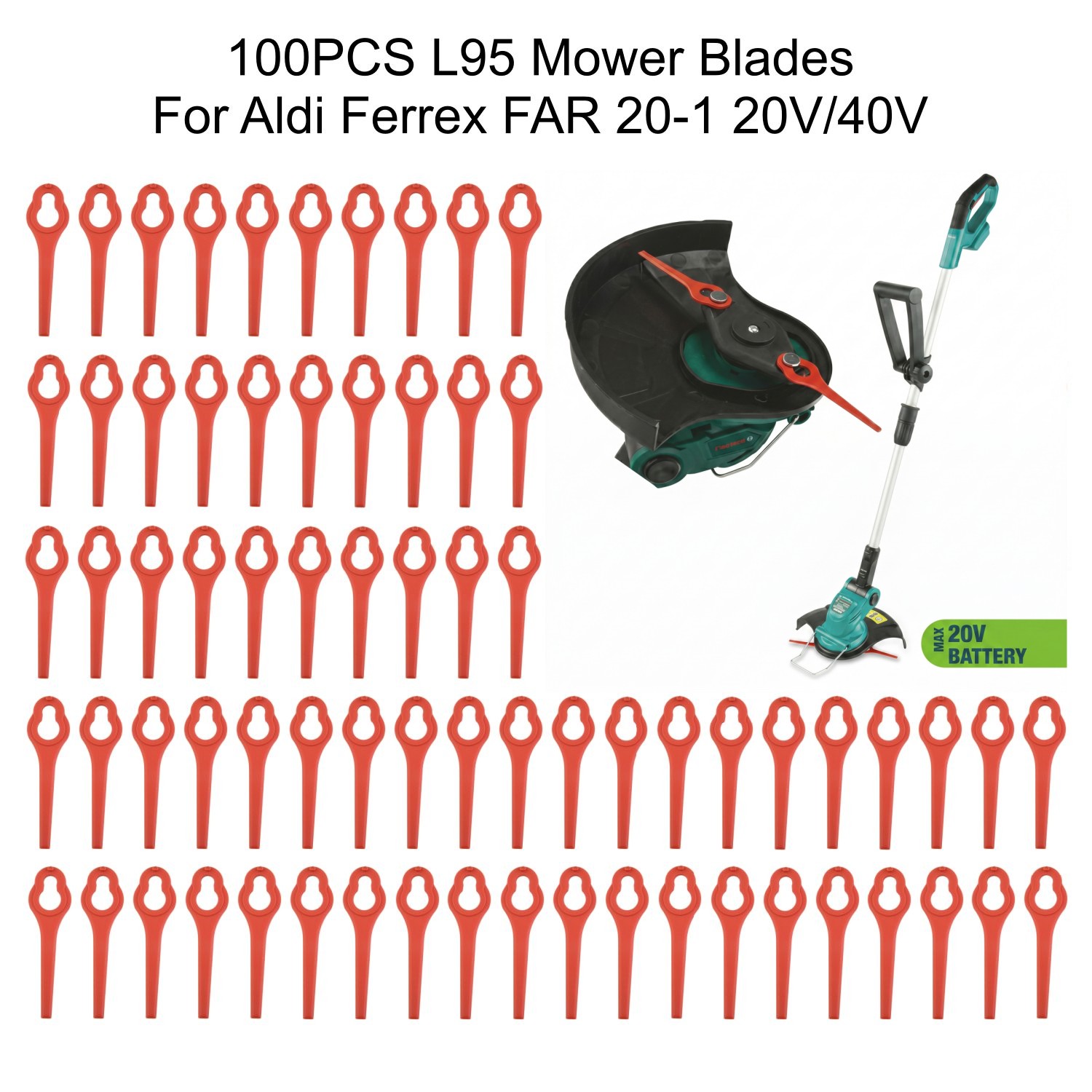 100Pcs 95mm Mower Blades Plast - Leaf Blower Cordless 评论和价格
