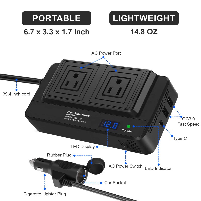 200W Car Inverter Power Conver - Outdoor Usb Power Adapter 评论和价格