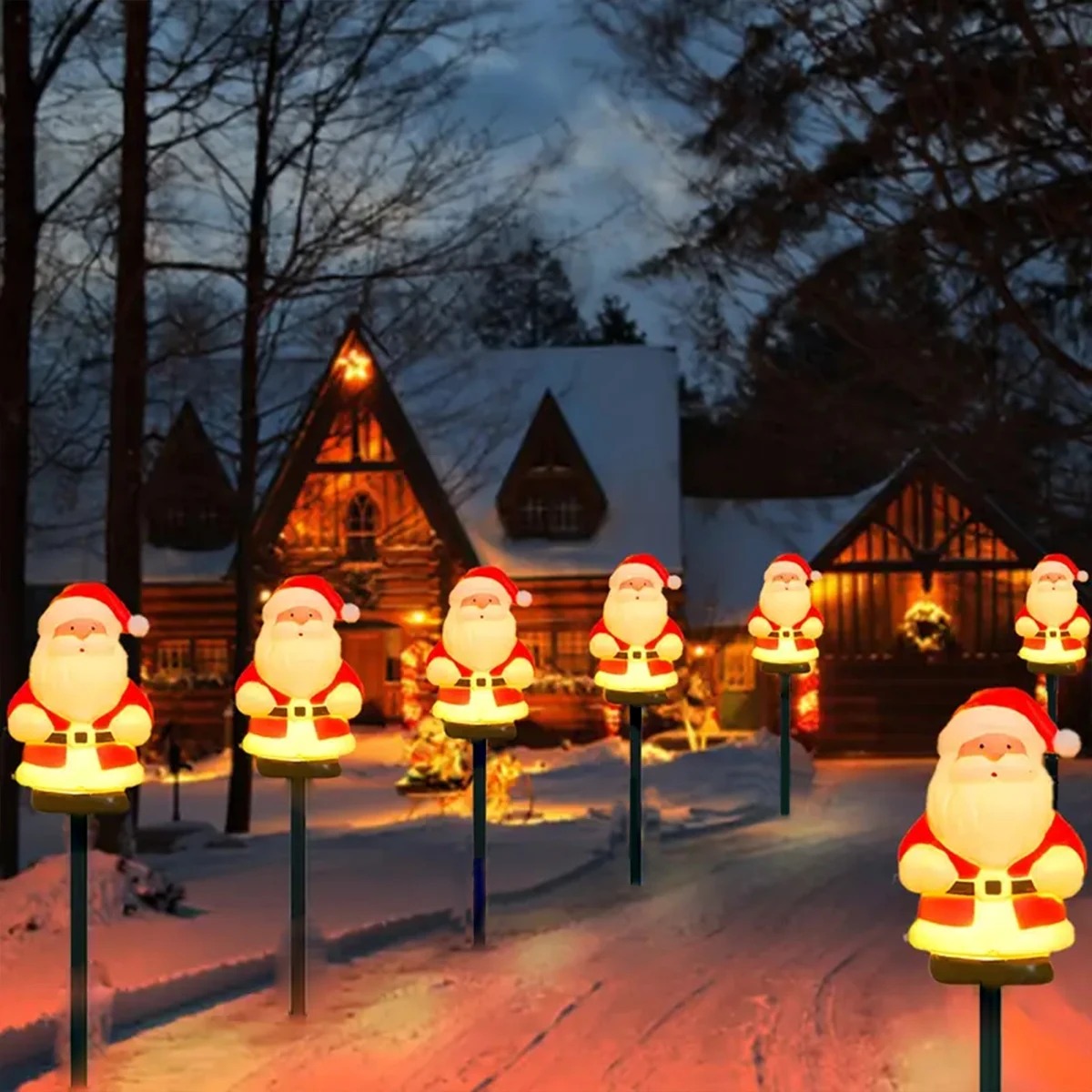 5 Pack Solar Powered Santa LED - Outdoor Yard Power Stake 评论和价格