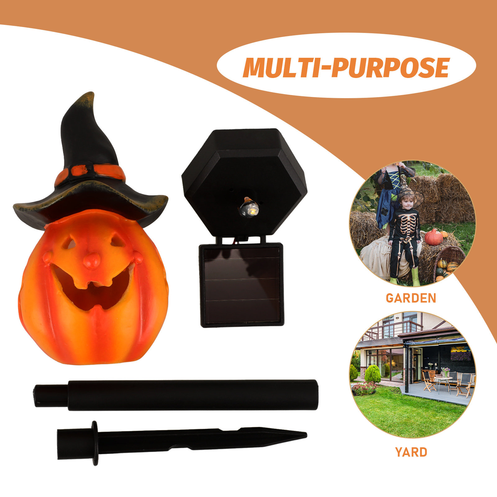 Halloween Pumpkin Solar Garden - Outdoor Yard Power Stake 评论和价格