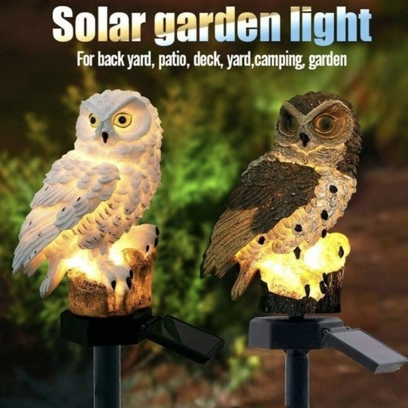 Solar Powered Owl Garden Light - Outdoor Yard Power Stake 评论和价格