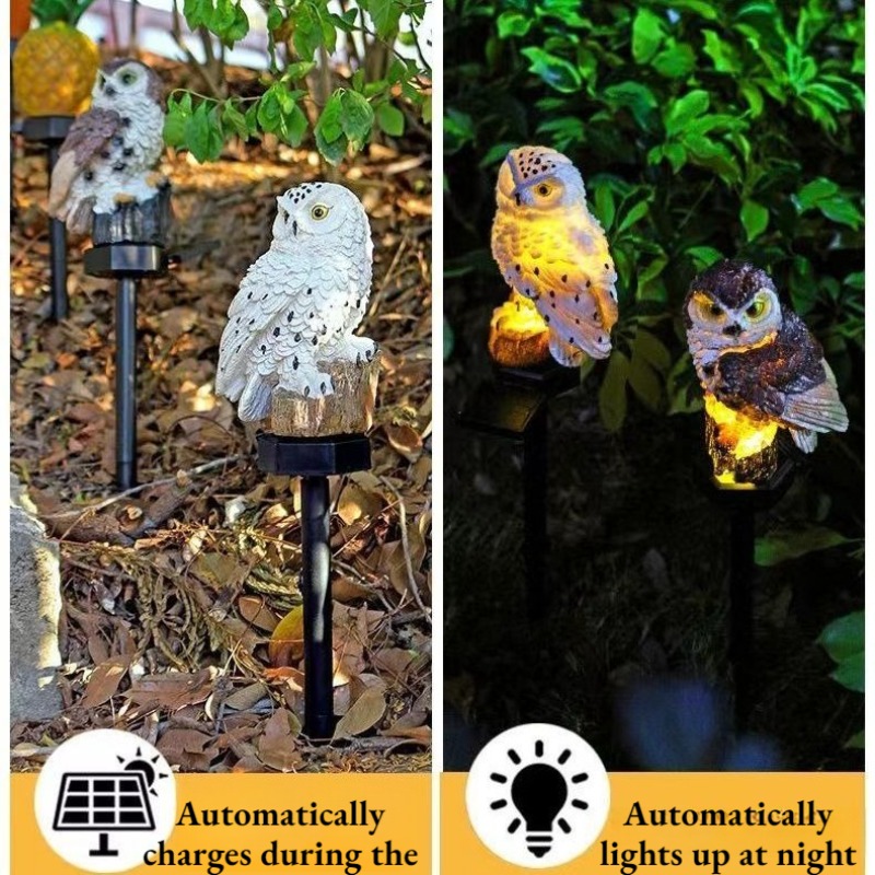 Solar Powered Owl Garden Light - Outdoor Yard Power Stake 评论和价格