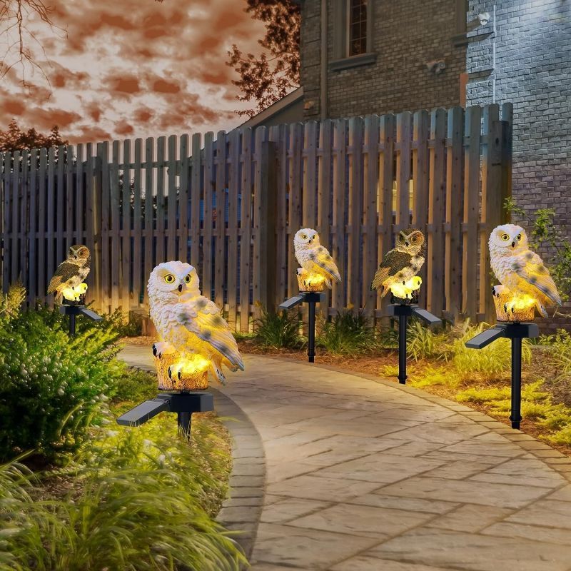 Solar Powered Owl Garden Light - Outdoor Yard Power Stake 评论和价格